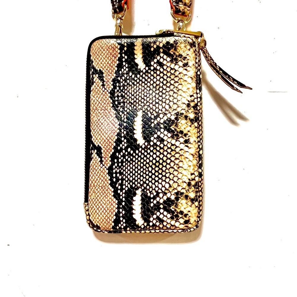 BANDOLIER Rare snakeskin crossbody zipper pouch/ cell phone holder
